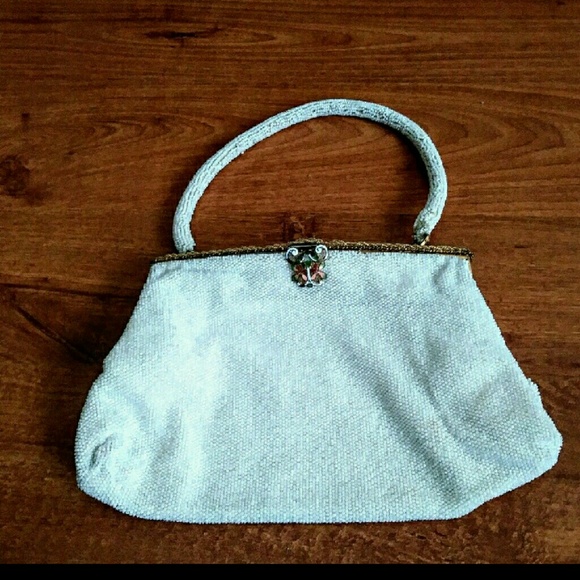 Antique Micro Beaded and Filigree/Enamel bag - Picture 2 of 8